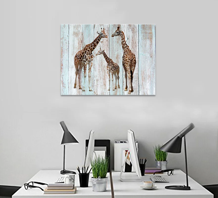Жираф Семья плакат Wall Art Печать холст Картина 1 штук Африка домашние украшения с