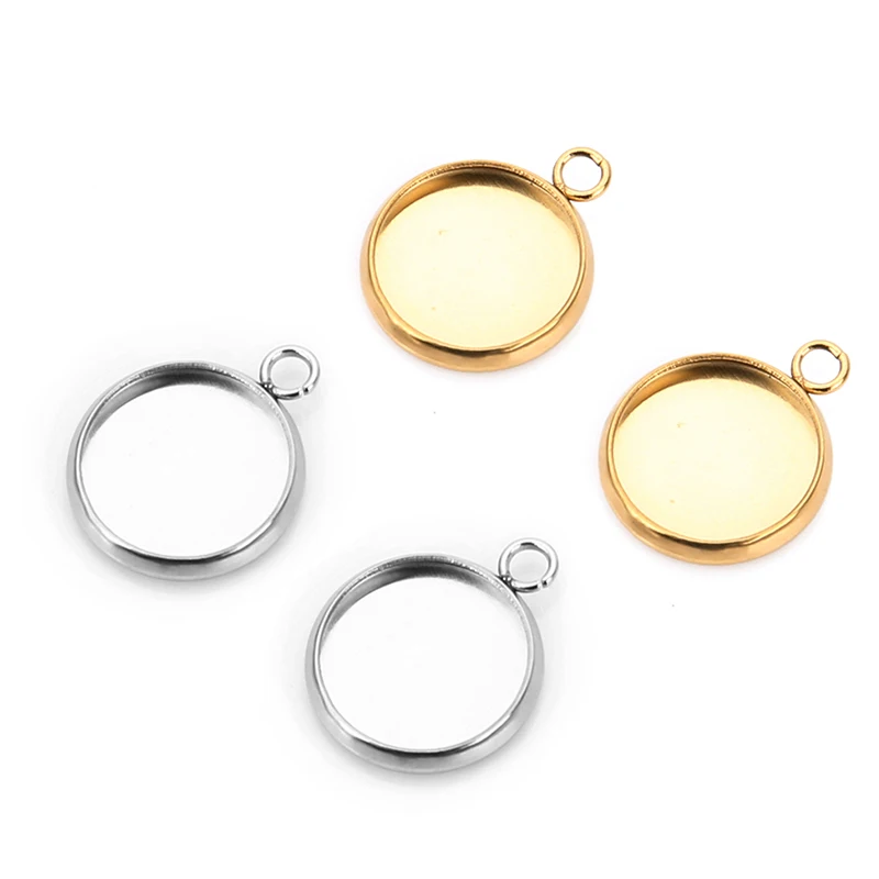 

10pcs/Lot Stainless Steel Round Cabochon Base Tray Bezels Blank Setting Supplies For Jewelry Making Findings Bracelet Pendant