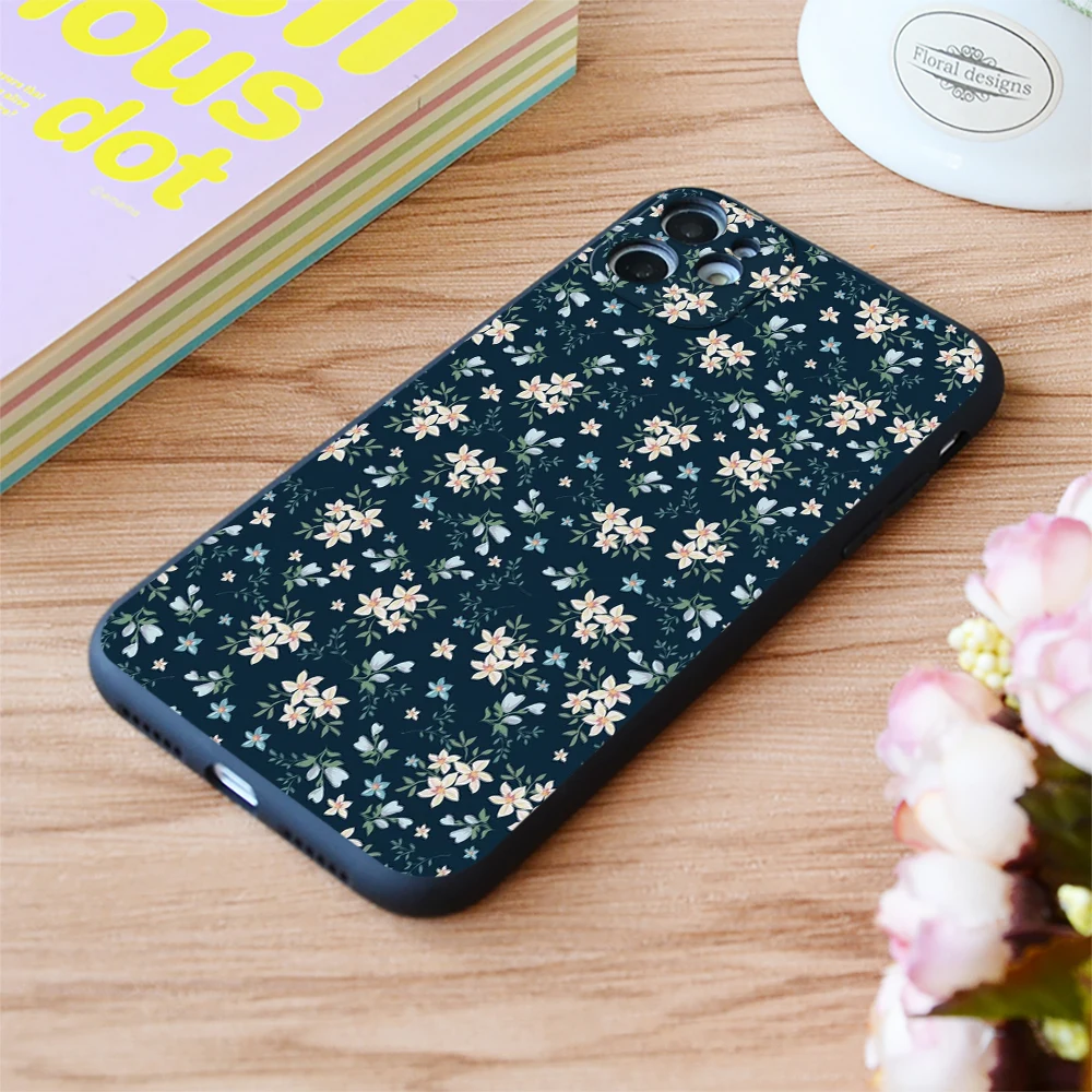 

For iPhone About Flowers Blue Print Soft Matt Apple iPhone Case 6 7 8 11 12 Plus Pro X XR XS MAX SE