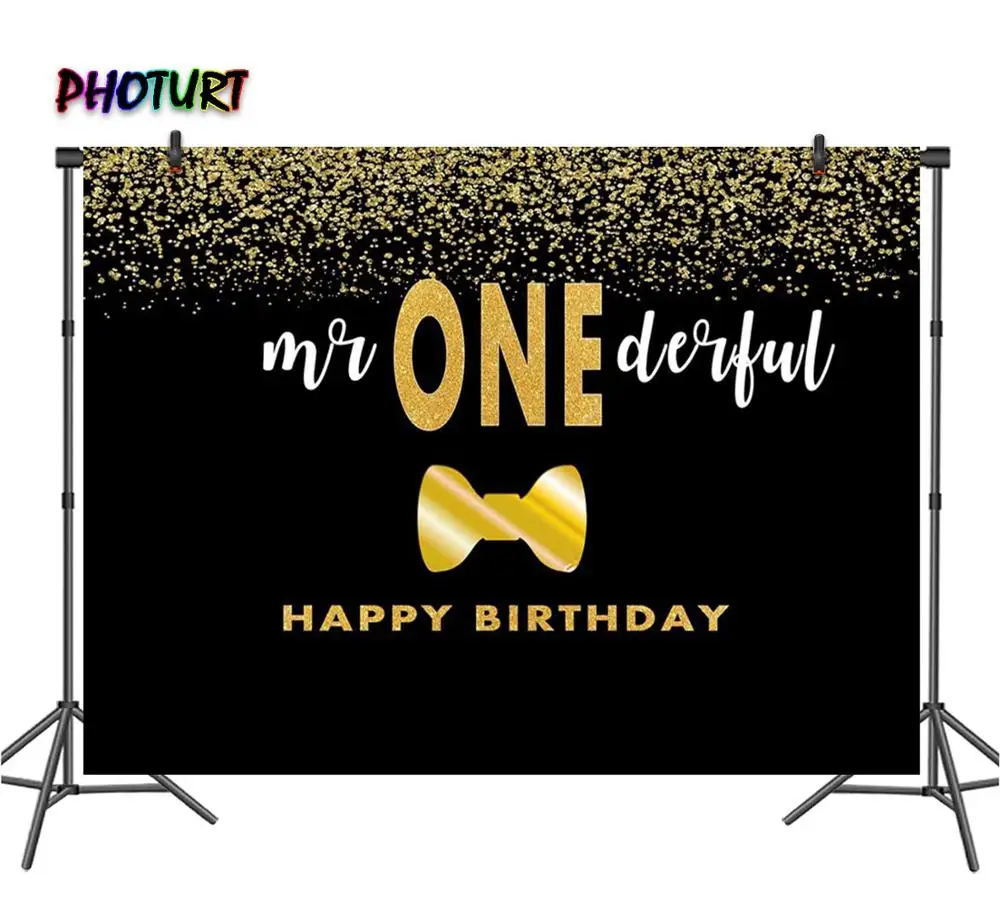 Фотофон мистер Onederful мальчик 1-й День рождения фон 3 вариант золотой фотография