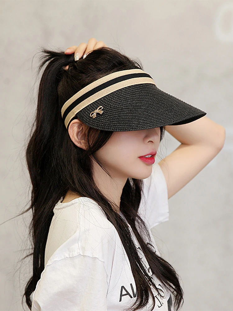 

Summer empty top hat women sunscreen sun visor sun hat beach hat peak cap headband hat straw hat women