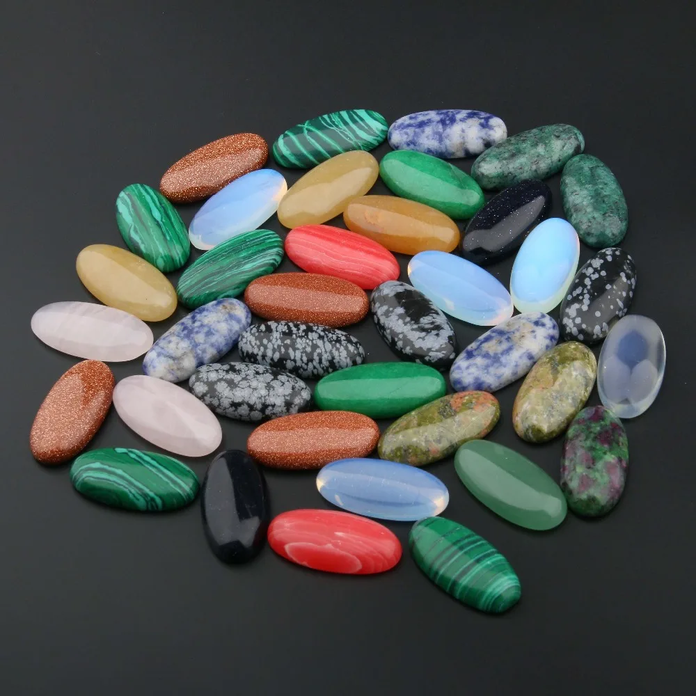 

15x30mm Oval Shape Beads CABS & CUTTING Yoga Healing Decoration Natural Stone Patch Jewelry Making Accessories