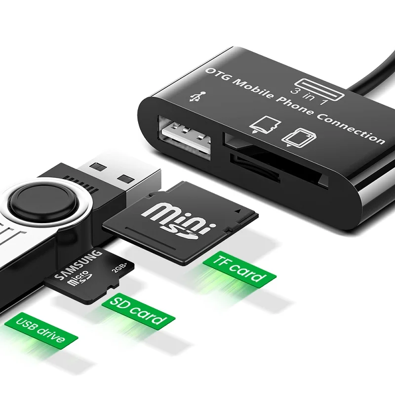 3 в 1 Micro USB Type-C OTG Универсальный кардридер для расширения многофункциональный TF/SD/U