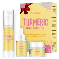 envisha face skin care set turmeric anti aging wrinkle essence whitening cream hyaluronic acid serum shrink pores moisturizing