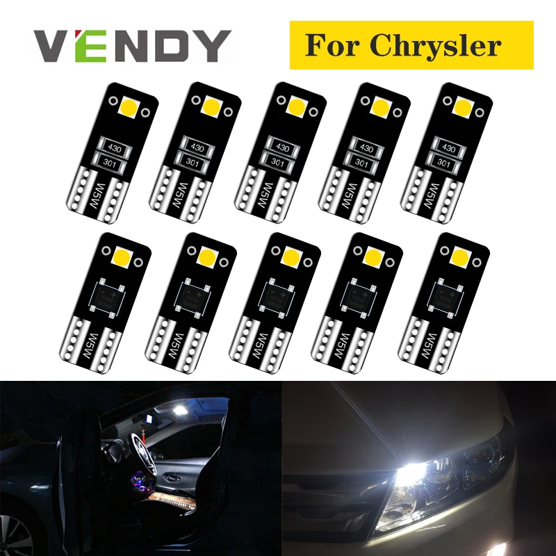 

10pcs W5W T10 LED Lights 2825 168 Bulb Car Auto Lamp For Chrysler 300 300C 300M LHS PT Cruiser Sebring Aspen Crossfire Pacifica