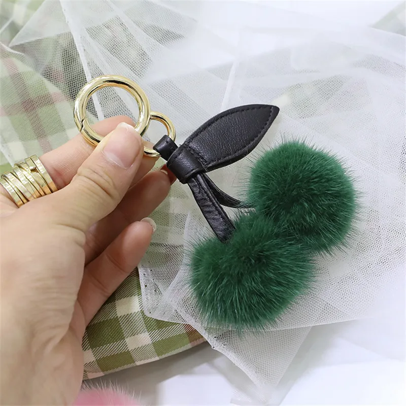 Натуральный мех норки брелок Вишня меховой помпон Новинка Ботильоны из
