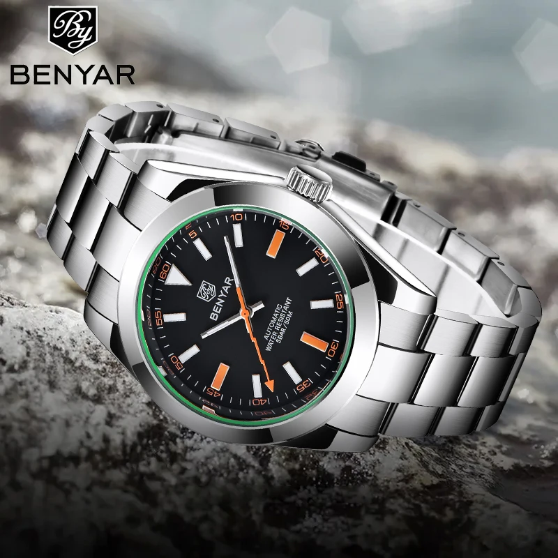 

BENYAR 2021 New Mens Watches Top Brand Luxury Men Mechanical Wristwatches Business Stainless Steel Waterproof Relogio Masculino