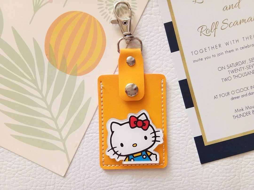 Yellow nifty mini 67 Hello kitty аниме брелок KT Cat мини-карта брелок держатель пряжка дамы сумки на плечо для женщин кожа - Цвет: Yellow nifty mini 67