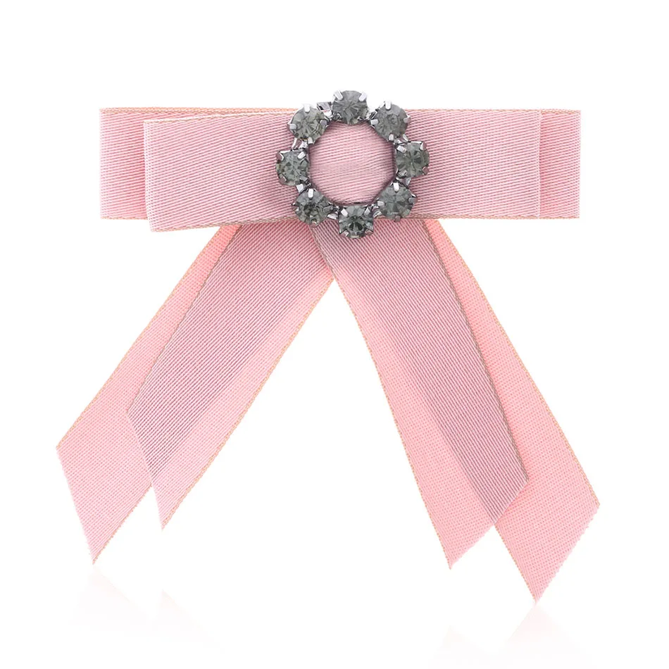 PINK Совпадающие справа Броши для женщин и мужчин, Длинная лента, большой бант, галстук-бабочка для рубашки, булавки, брошь на воротник, аксессуары, модное ювелирное изделие SP252 - Окраска металла: PINK