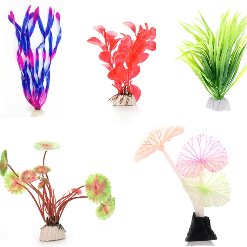 New Beautiful Plastic Artificial Aquarium Plants Decor Submersible Aquatic Fish Tank Grass Ornament Plant Background | Дом и сад