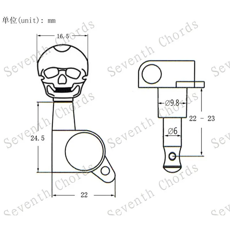 3R3L акустической гитары кнопка в виде черепа Колки ключи тюнер Аксессуары для