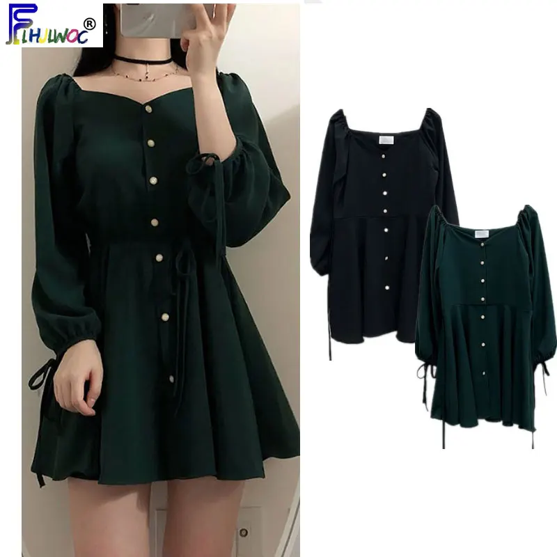 Трапециевидные шикарные платья женская мода корейский японский стиль дизайн