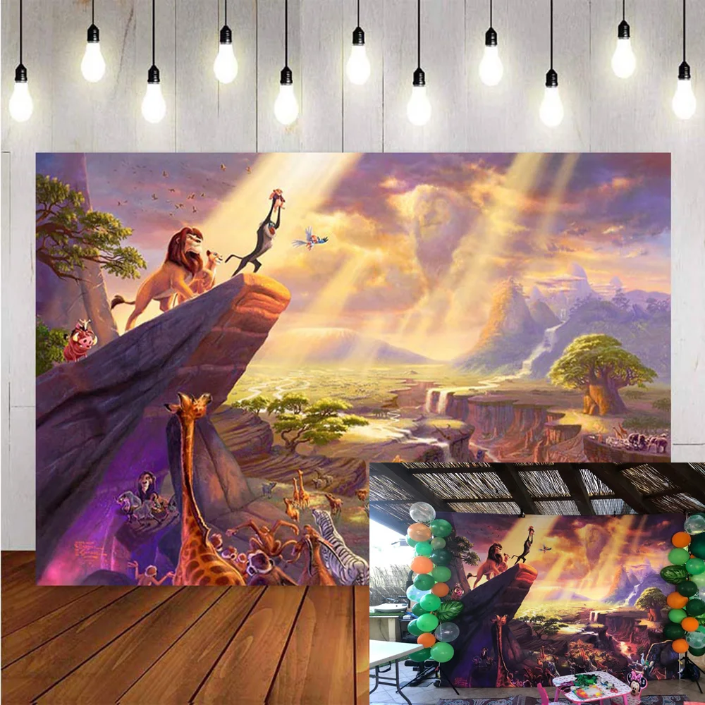 Фон для фотосъемки с изображением короля льва Симбы детский фон дня рождения