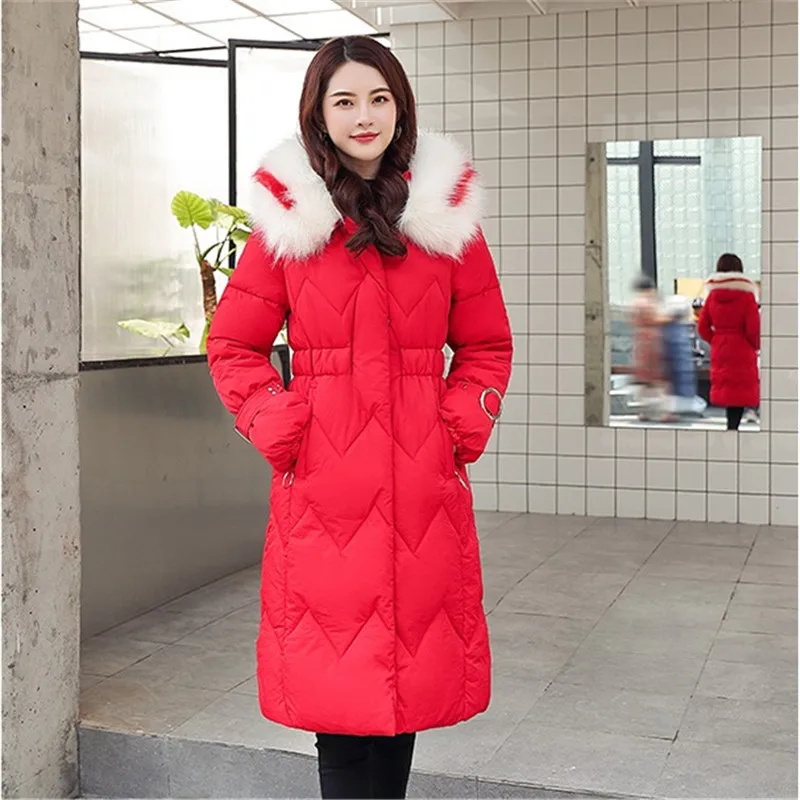 2019 New Autumn winter Medium length Women parka Hooded Outwear Coat Jacket Solid zipper Long sleeve Thick Fashion Cotto