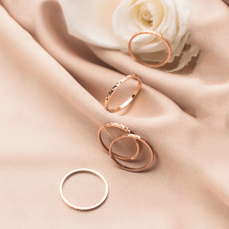 

A00226 Jazaz Korean Minimalism Rose Gold Finger Ring for Women Genuine 925 Sterling Silver Geometric Youth Student Jewelry