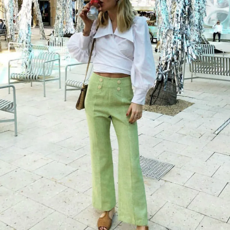 Fashion Women Bandage Cropped Tops Casual Shirts Puff Sleeve Blouse Slim Fit 2019 New | Женская одежда