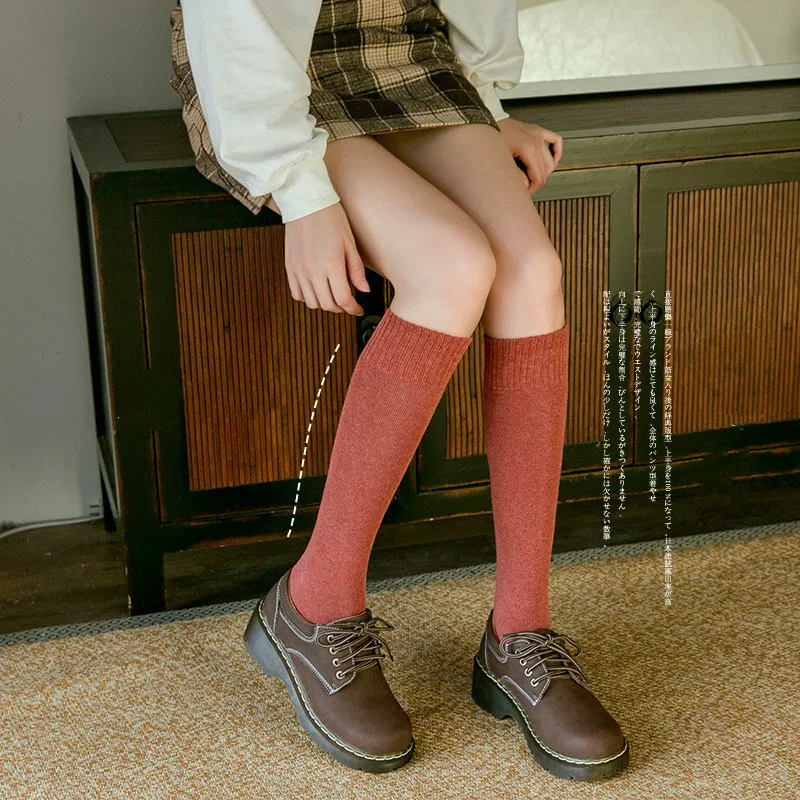 Теплые женские хлопковые осенне зимние гольфы в стиле Харадзюку повседневные