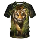 Повседневная футболка с коротким рукавом и 3D принтом тигра, повседневная мужская футболка с круглым вырезом, модная летняя футболка, топ размера плюс