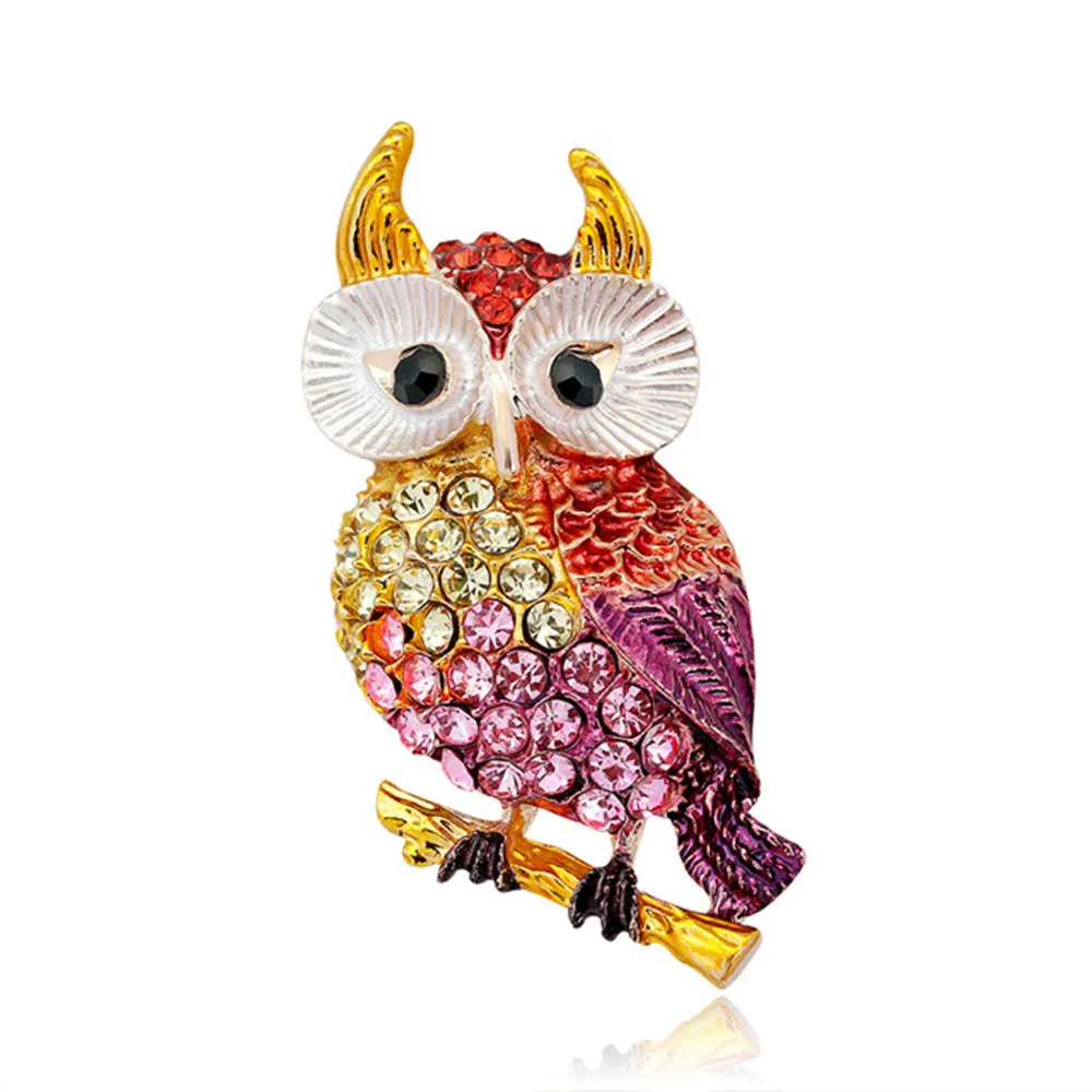 

Ancient Women's Men's Owl Brooches Rhinestone Decoration Enamel Pins Cute Cartoon Animal Brooch Badge Clothes Accessory Jewelry