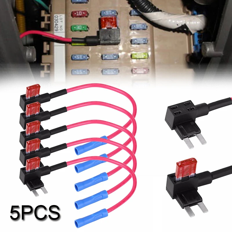 

5Pcs Car Fuse Box Add A Circuit Mini Blade Fuse Splice Holder ATM APM Back Fuses Tap 12V Fusible Alarm Accessories Fuse Holders