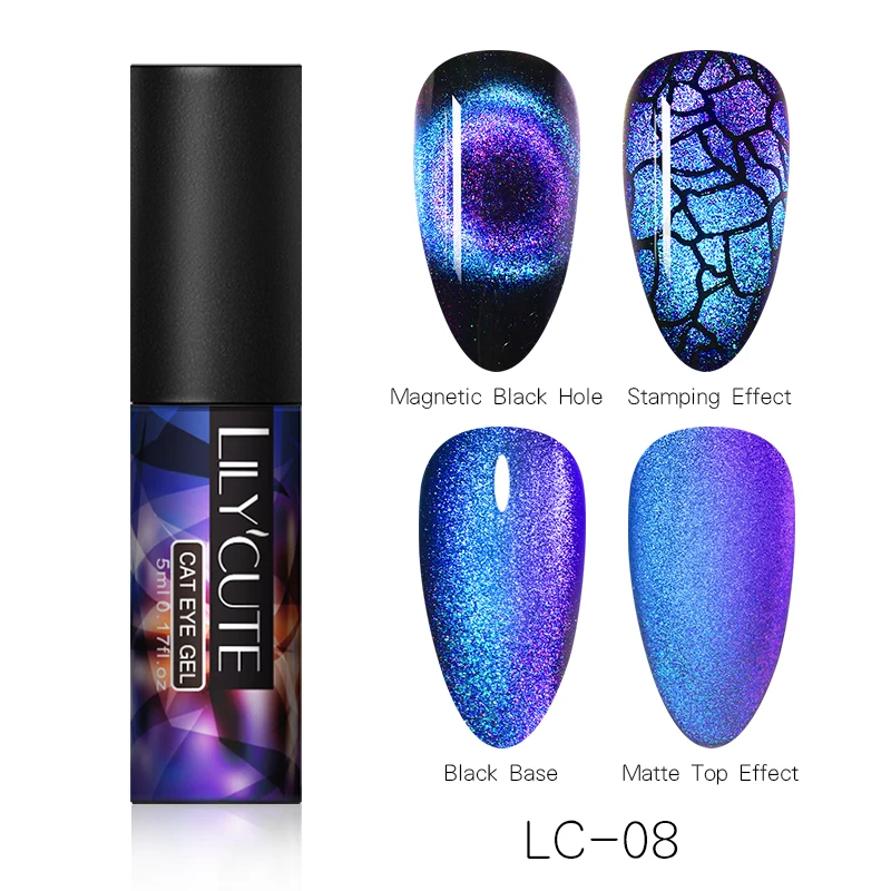 light 08 LILYCUTE 9D Гель-лак «кошачий глаз» Хамелеон для использования с магнитом гель, Длительное Действие, блестящие лазерные солнцезащитные очки "кошачий глаз" для ногтей замочить от УФ-светодиодный гель Лаки - Цвет: light 08