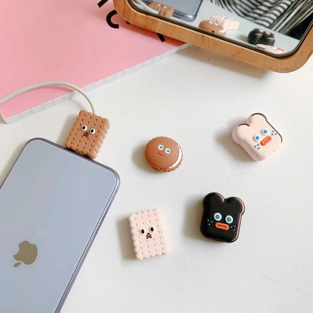 new 1pc cute cartoon animal cable protector for iphone usb cable bite chompers holder charger wire organizer phone accessories free global shipping
