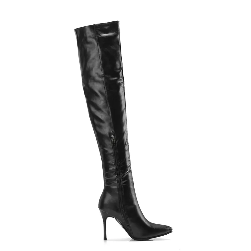

Lucyever 2020 New Women Sexy Thigh High Party Shoes Woman Soft Leather Over The Knee Boots Pointed Toe High Heels Long Booties