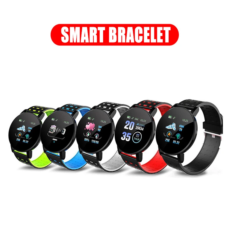 

119Plus Smart Watch Waterproof Smart Bracelet Bluetooth Compatible Wristband Heart Rate Monitor Sports Fitness Band Bracelet