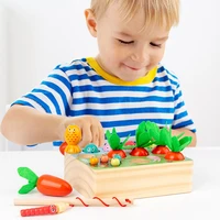 baby montessori wooden toys catch worm game toys 3 in 1 pull kid radish fishing toy interactive education sensory toy xmas gifts