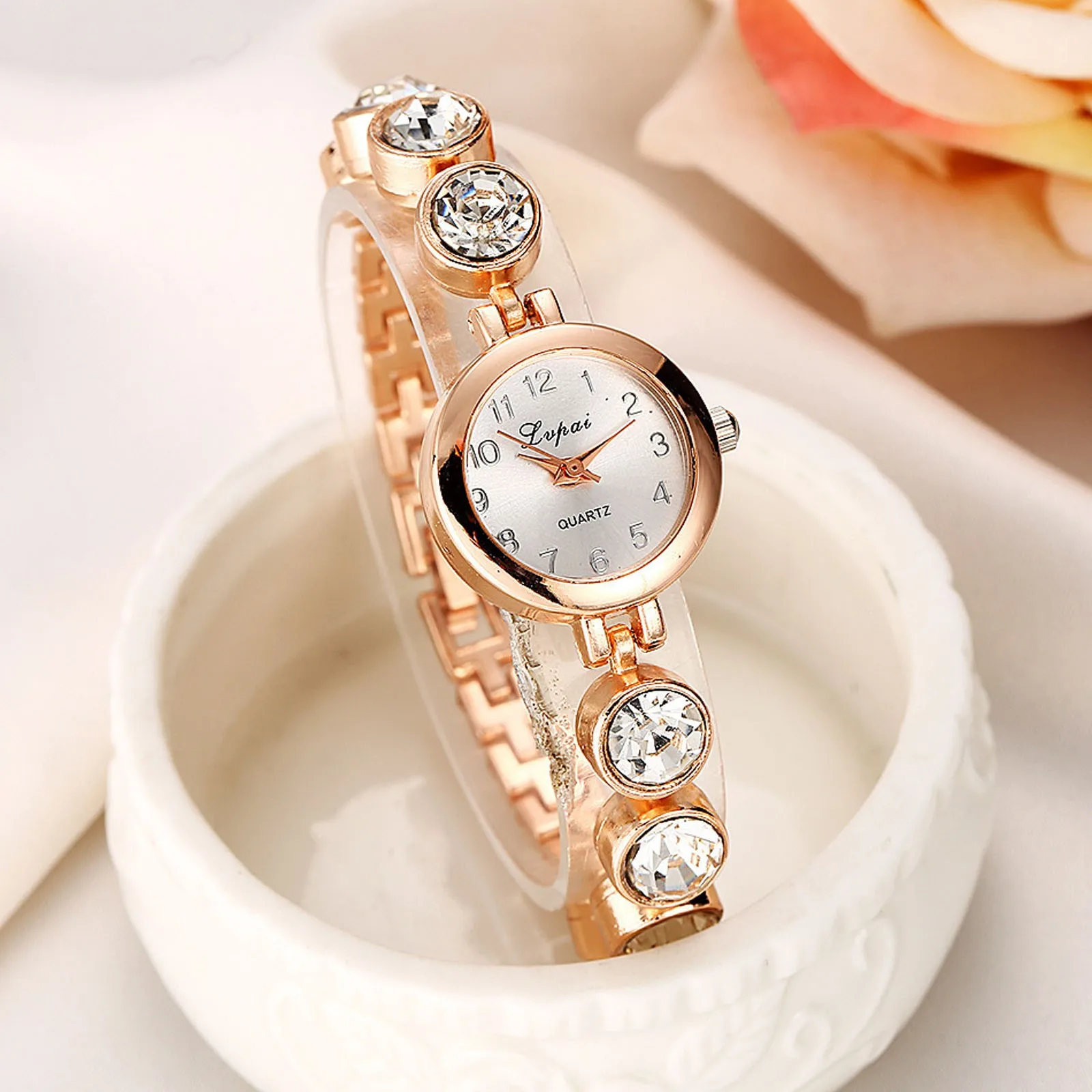 

Top Brand Women Bracelet Watches Ladies Stainless Steel Rhinestone Quartz Wrist Watch Luxury Fashion Quartz Watch