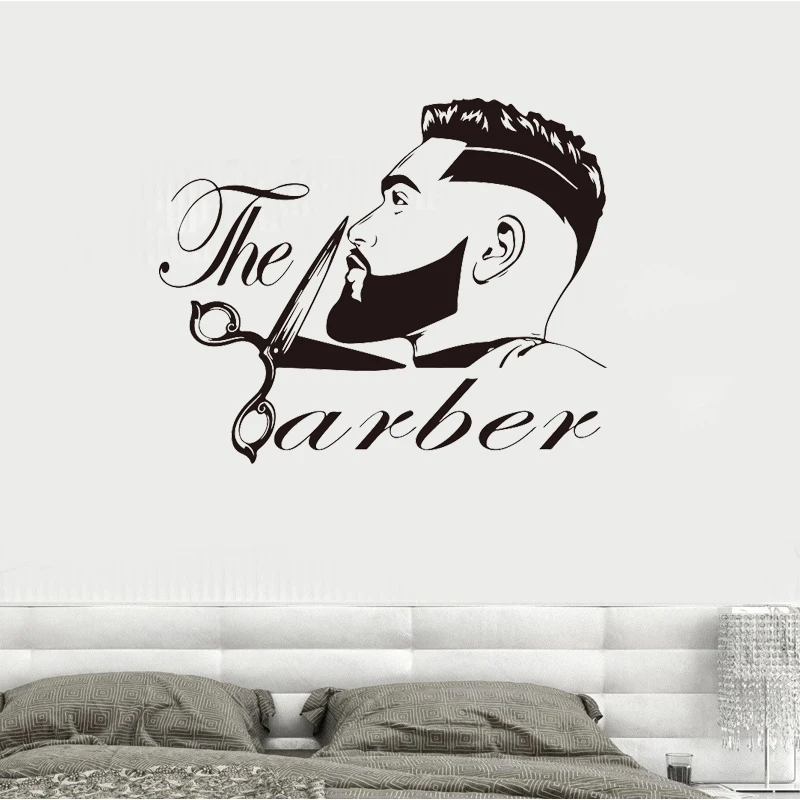 

BarberShop Wall Sticker Men Beard Hairstyle Vinyl Decal Salon Wallpaper Grooming Fashion Art Mural Hairdresser Decor Removable