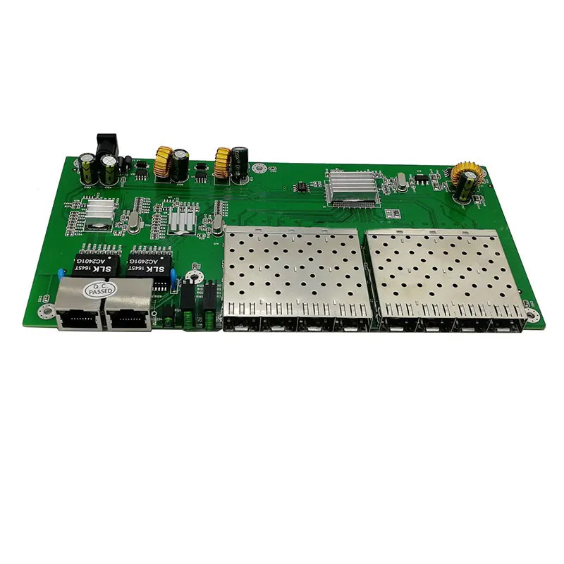 Волоконно-оптический коммутатор 8 SFP solt 2 RJ45 Gigabit Ethernet PCBA плата медиаконвертер 10/100/1000 м utp 8 Порт 1,25G SFP