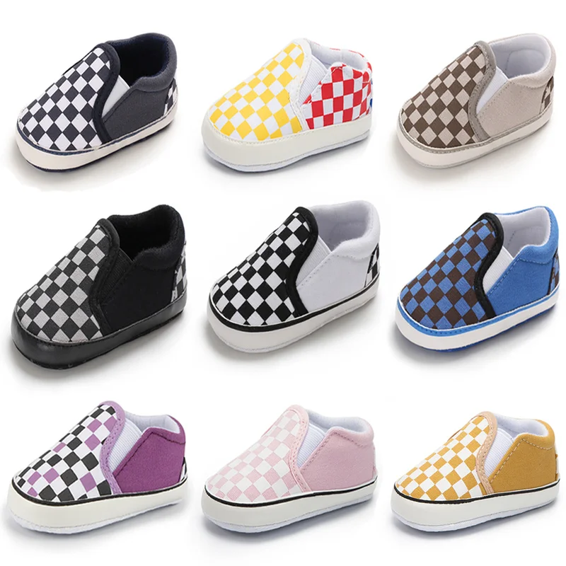 

Classical Checkered Toddler First Walker Newborn Baby Shoes Boy Girl Shoes Soft Sole Cotton Casual Sports Infant Crib Shoes