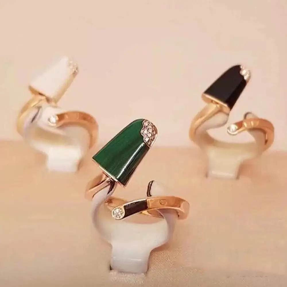 

Rose Gold Color Ice Cream Ring Ceramic Ring Fashion Titanium Steel Jewelry for Female Male Christmas Couple Gifts