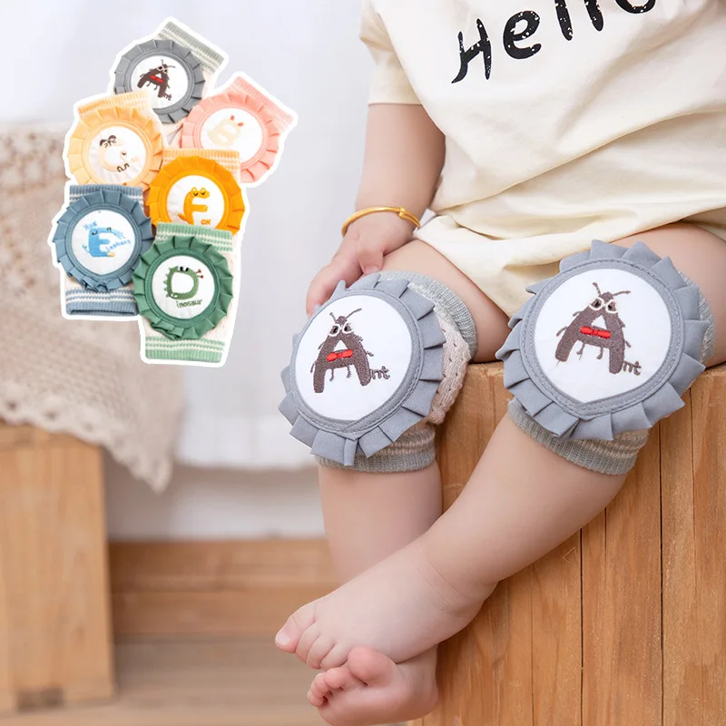 

Baby Knee Pad Crawling Mat For 0-3years Baby Kids Breathable Summer Embroidery Cute Letters Hollow Mesh Knitted Elastic Socks