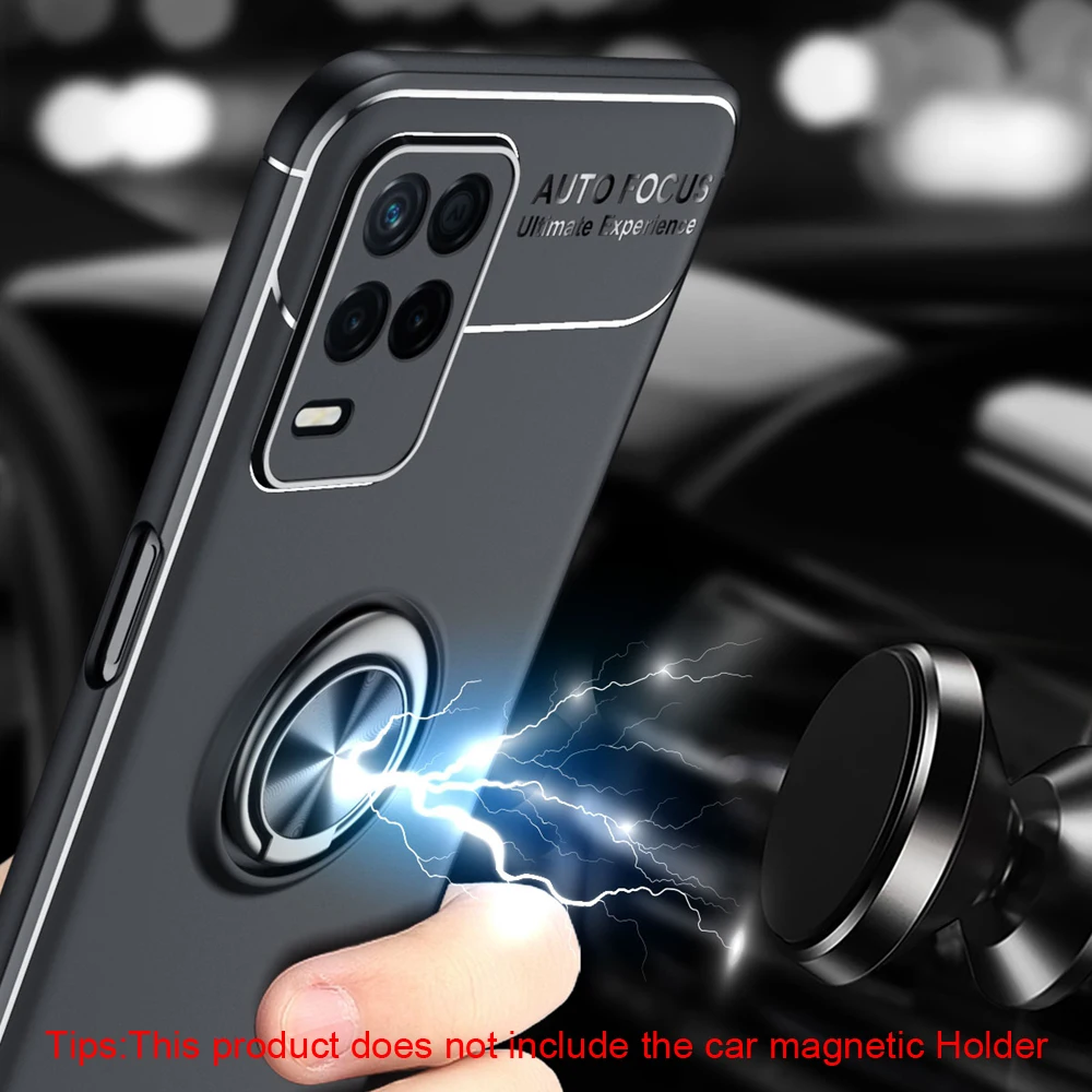 KEYSION Shockproof Case For Realme 8 5G 8 Pro 8i Q3t V13 Silicone Ring Stand Phone back cover for Realme Narzo 30 Pro 5G 30A 20