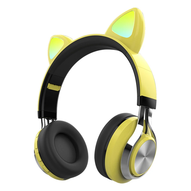 

New M01 cute wireless bluetooth cat ear headset with mic RGB three-color LED light voice call headset supports TF card