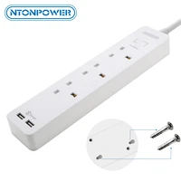 ntonpower extension lead wall mounted electrical plug board with 3 ac sockets 2 usb charger for home uk plug office 1 5m cord
