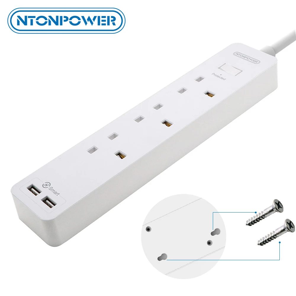 Удлинитель NTONPOWER с 3 розетками переменного тока и 2 USB-портами 1 5 м | Электроника