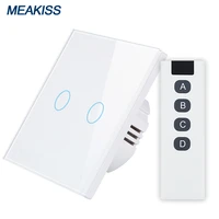 wall touch light switch rf433 frequency wireless remote control eu standard crystal tempered glass panel button sensor switch