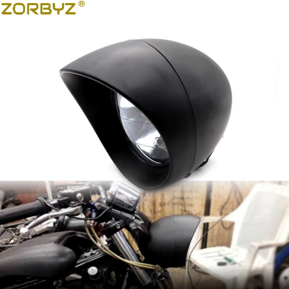ZORBYZ черный мотоцикл 6," Пуля фара подходит для Harley cruise Honda Steed Shadow на заказ