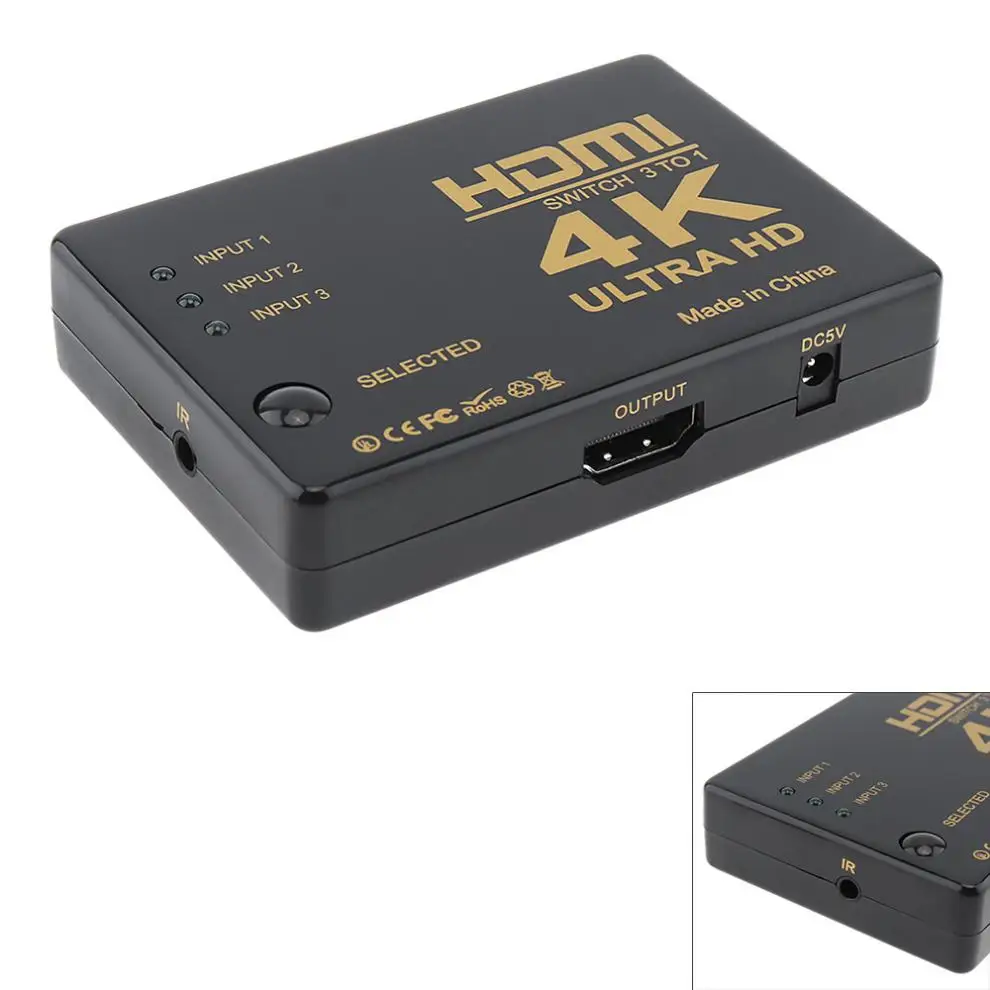 4K Ultra HD HDMI переключатель от 3 до 1 коммутатор разветвитель коробка конвертер