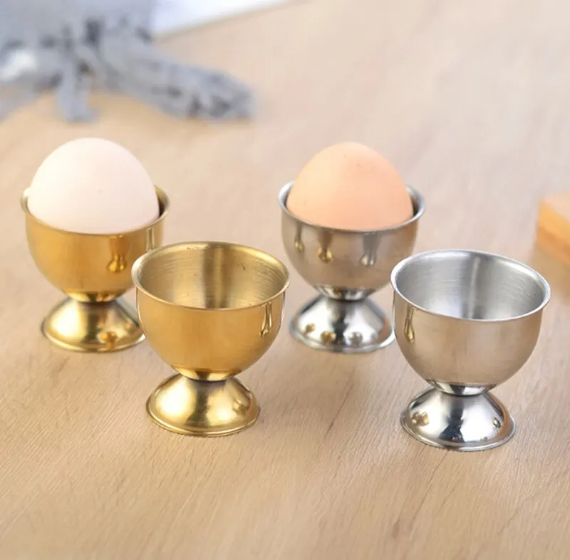 

1PC Cute Gold Silver Color Stainless Steel Boiled Egg Cups Stand Rack Eggs Holder Egg Holder Kitchen Breakfast Cooking Tools