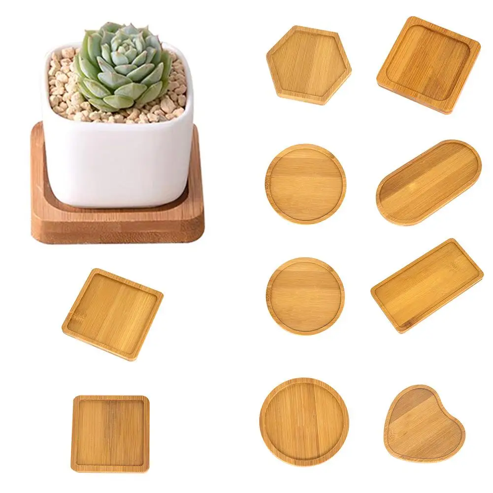 Круглая квадратная бамбуковая тарелка в форме сердца сочный плантатор поднос