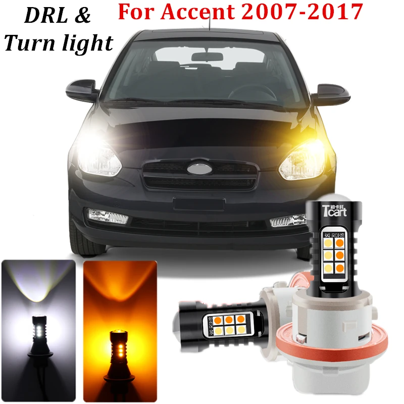 

For 2007-2017 Hyundai Accent Verna Solaris Excel I25 Dodge Brisa Cars LED Daytime Running Light DRL Turn Signal Dual Mode Lights