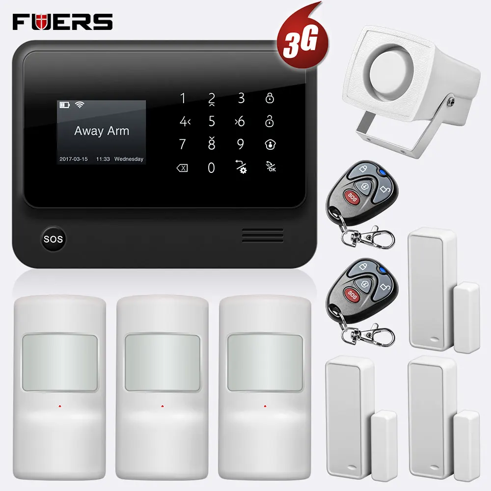 Kit1 FUERS 3g G90B 2,4G wifi GSM GPRS SMS беспроводная домашняя система охранной сигнализации с экраном дисплей приложение контроль охранная сигнализация - Цвет: Kit1