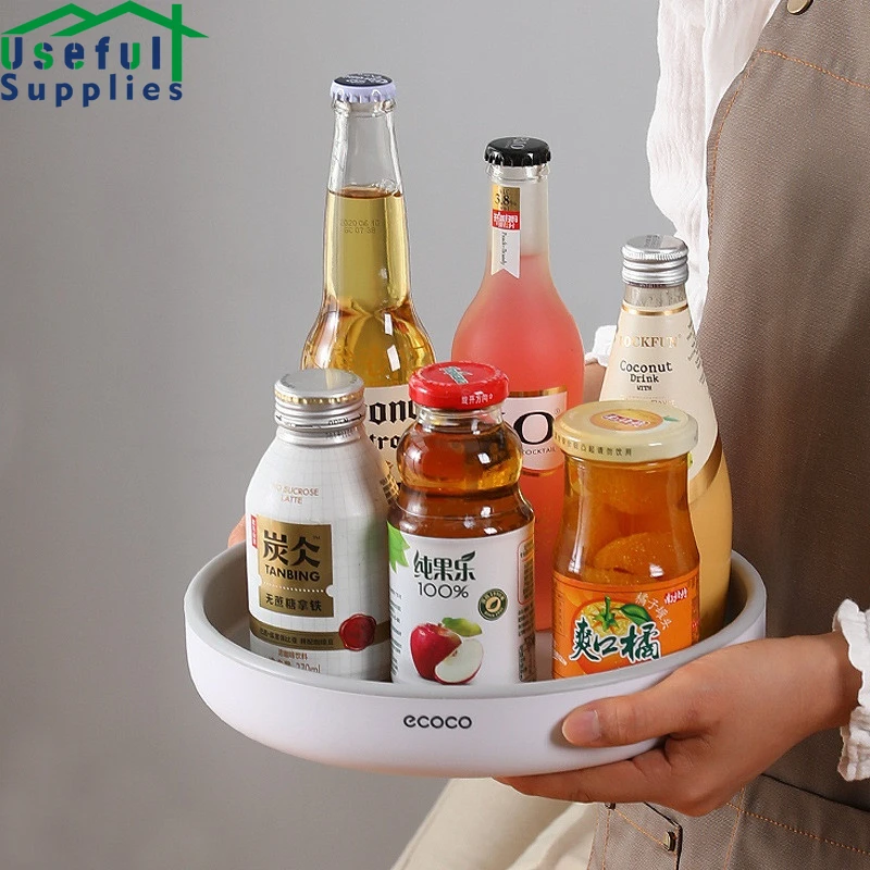 

Ecoco Rotating Spices Storage Rack Kitchen Shelves Pantry Organizer Kitchen Small Items Holder Plastic Containers for Cabinets