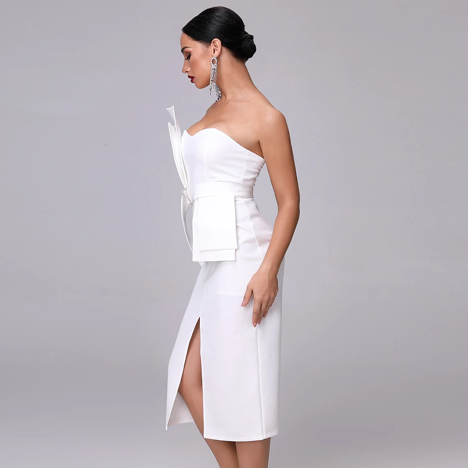 2020 летнее Новое Белое элегантное женское Обтягивающее Платье-миди с открытыми