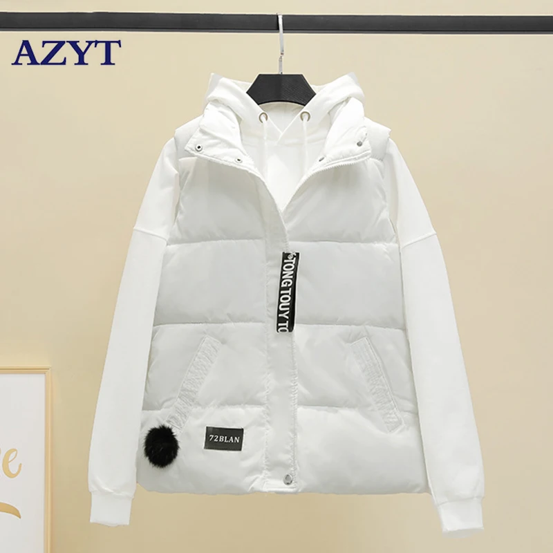 

AZYT 2021 Winter Warm Vest Women Plush Ball Decoration Cotton Padded Waistcoat For Women Stand Collar Winter Sleeveless Jacket