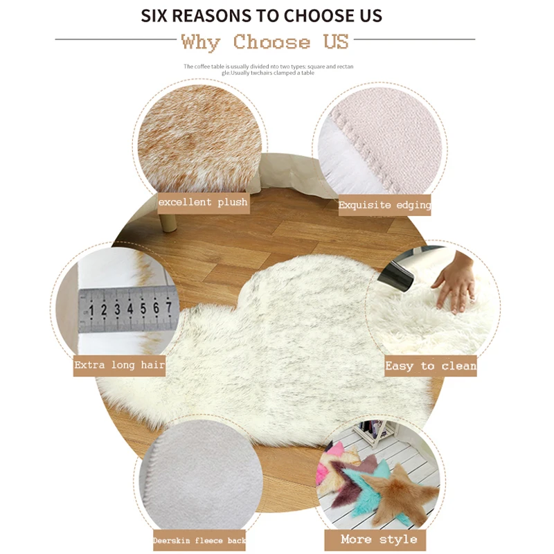 

Black Shaggy Silky Plush Floor Carpet Living Room Deco Faux Fur Love Heart Fluffy Mat Pad Sheepskin Area Rugs Bedside Carpets